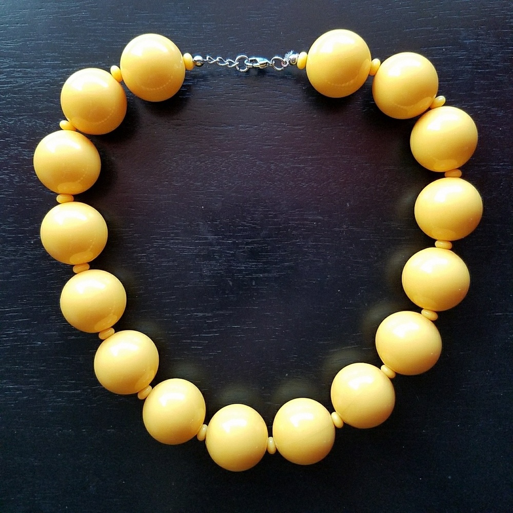 Yellow Chunky Bead Statement Necklace